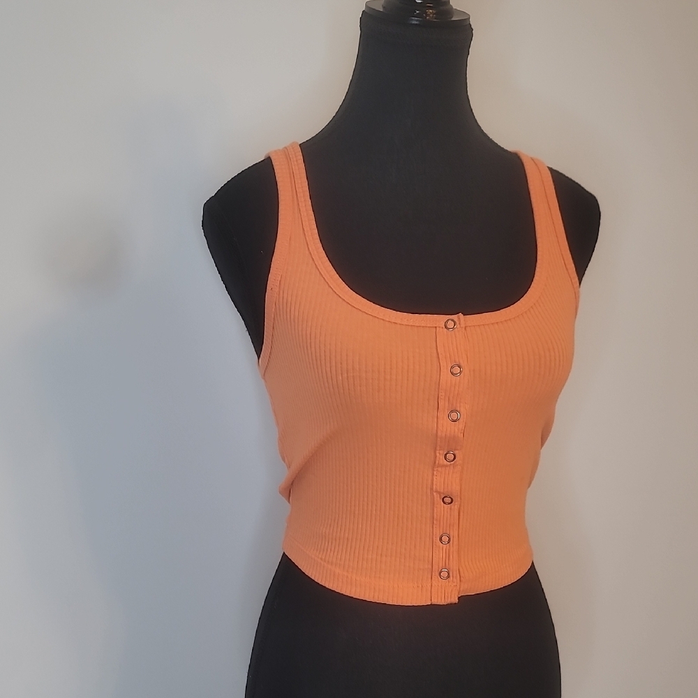 Aeropostale Orange Sleeveless Fitted Crop Tank Top